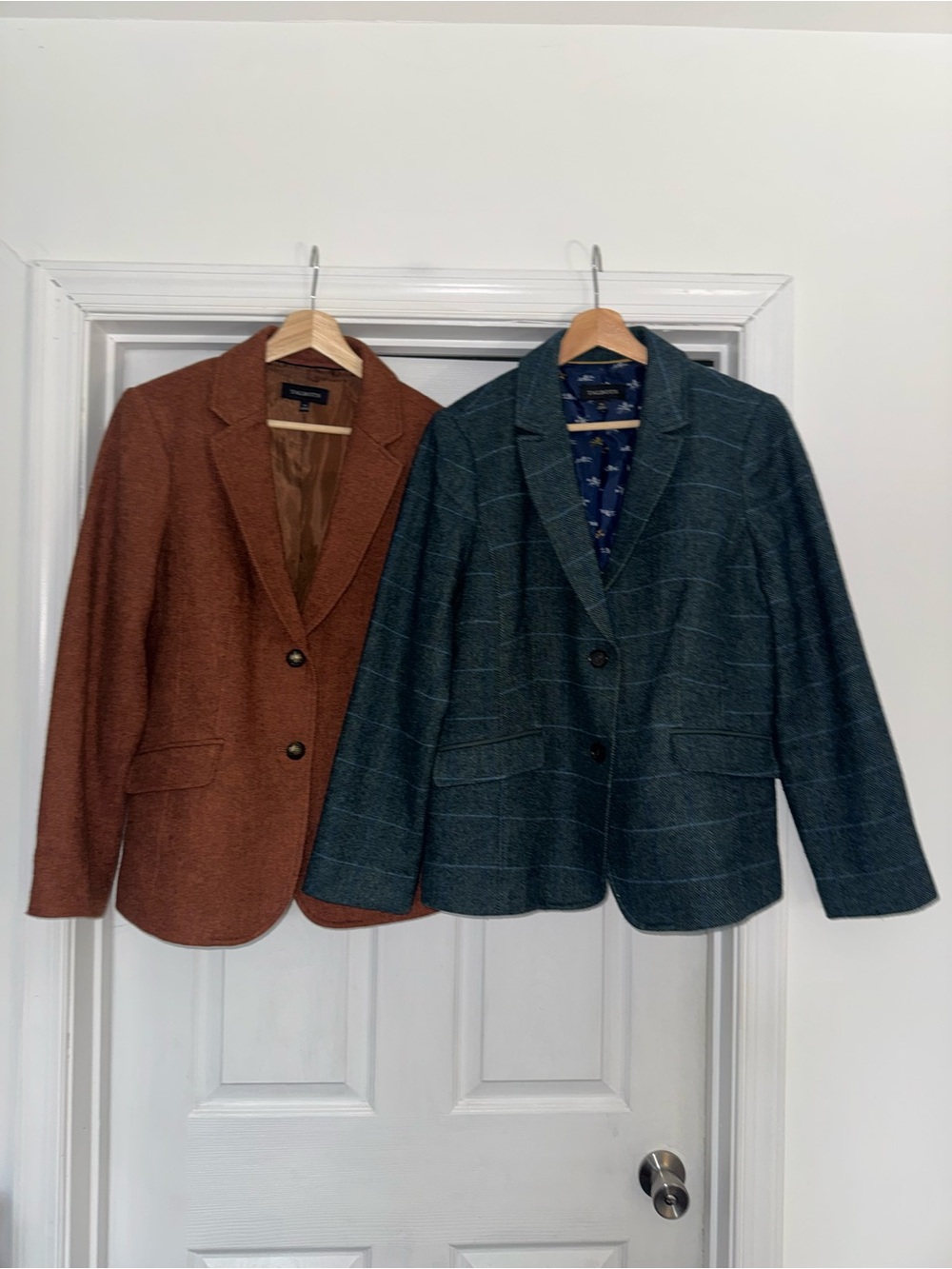 Bundle of 2 Talbots Blazers Classic Herringbone Shetland Wool Brown Green 14 - Picture 2 of 11